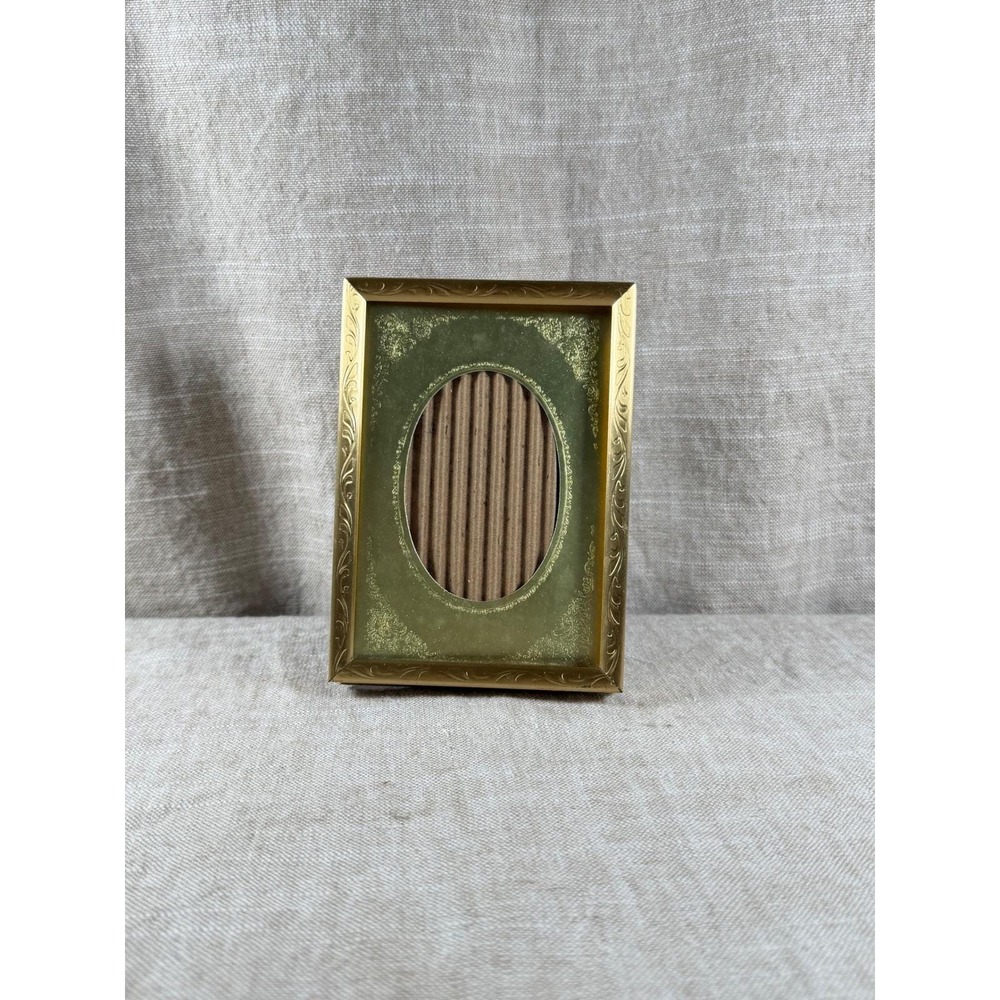 Picture Frame Vintage Ornate Gold Oval Tabletop Metal Scroll 3.5x5